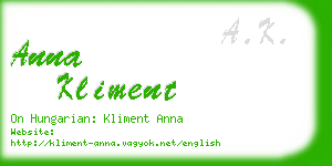 anna kliment business card